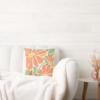 Oreiller jeté floral orange moderne | Botanique au