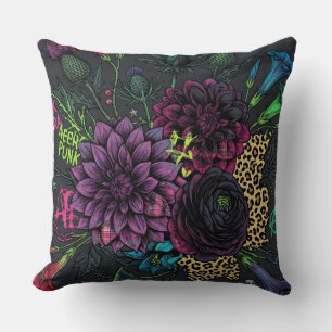 Oreiller jeté floral sombre Cyberpunk - Edge 