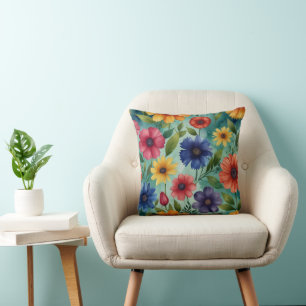 Oreiller jeté floral violet moderne