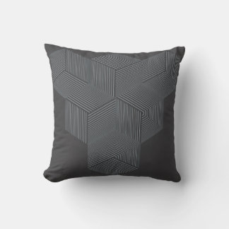 Oreiller jeté illusion optique isométrique gris mo