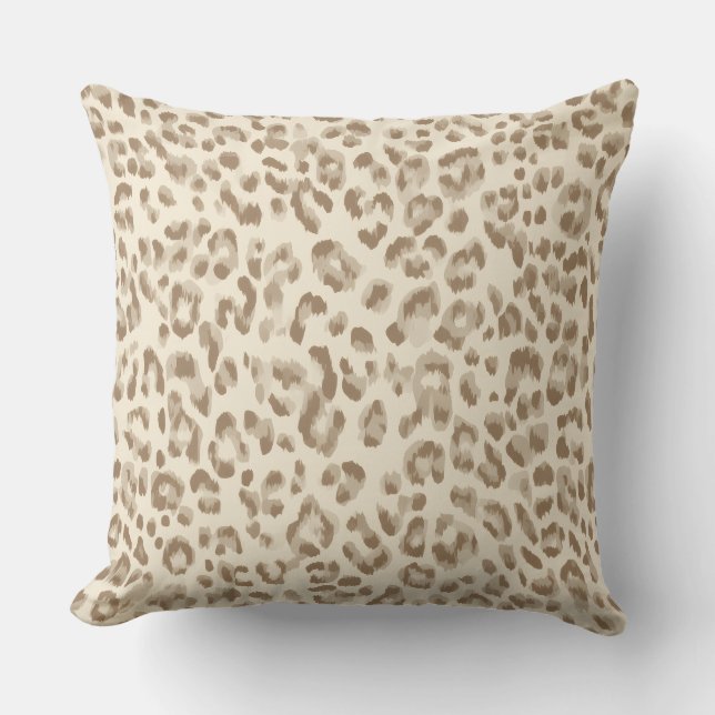 Oreiller jeté imprimé guépard beige chic (Recto)