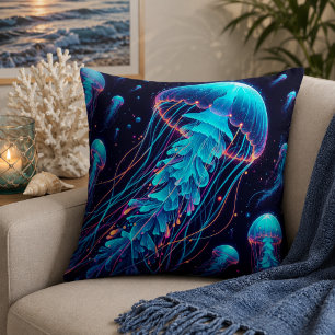 Oreiller jeté inspiré des méduses : Océan lumineux