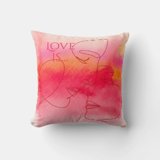 Oreiller jeté Modern Love - Couple aquarelle Art