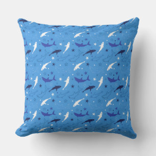 Oreiller jeté motif requin bleu