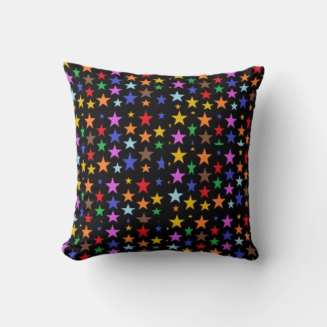 Oreiller jeté noir avec des étoiles pour votre lit (Recto)