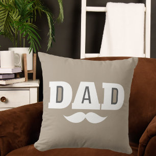 Oreiller jeté Papa Moustache Sourcil Noir Gris Ora
