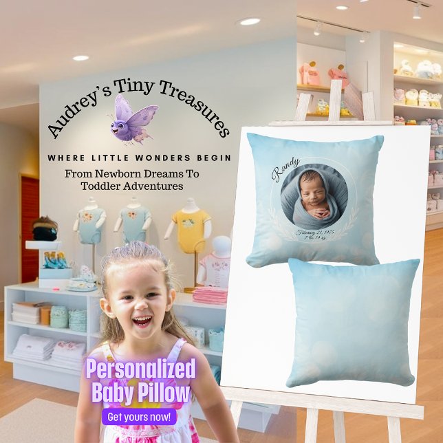 Oreiller jeté personnalisé pour bébé garçon (Créateur téléchargé)