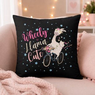 Oreiller jeté personnalisé Wheely Llama Mignon