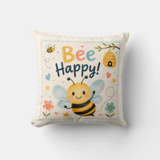 Oreiller jeté pour enfants mignons Bee Happy
