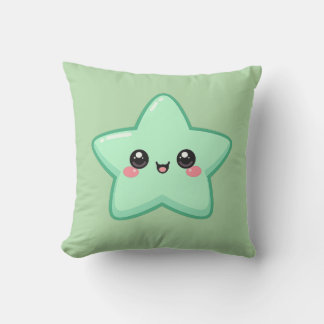 Oreiller Kawaii Étoile Verte Happy 