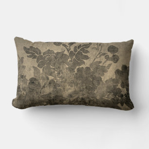 Oreiller lombaire/décoratif à motif floral ton dor