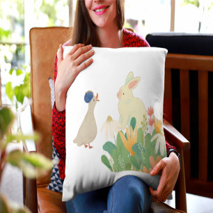 Oreiller Lombaire Lapin et Oiseau de la Forêt   Nu