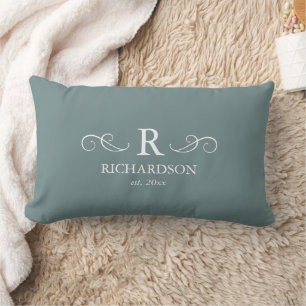 Oreiller Lombaire Monogramme Gris Bleu