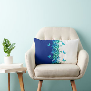 Oreiller Lombaire Papillon Floral Bleu
