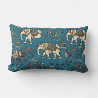 Oreiller Lombaire Teal Blue Chinoiserie Imprimé Él