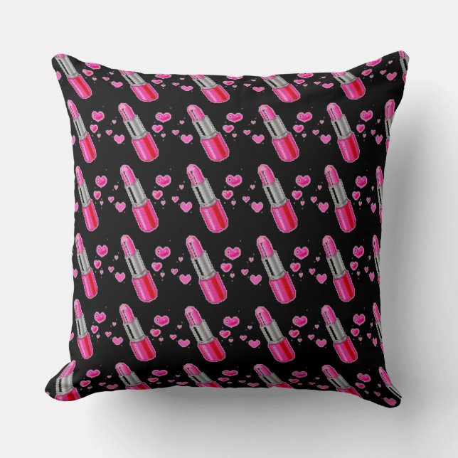 Oreiller Lover Lover rose et noir (Recto)