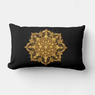 Oreiller Mandala Doré Luxe Décoratif Jeté 