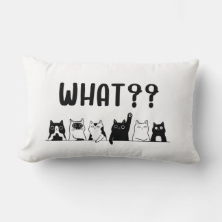 Oreiller Mignons Chats Minimalistes Noir et Blanc