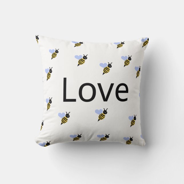 Oreiller minimaliste "Amour & Abeilles" - Romantiq (Recto)
