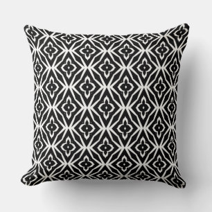 Oreiller moderne à lancer noir et blanc Boho
