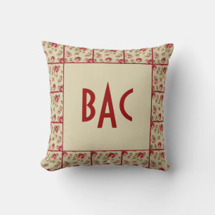 Oreiller Monogramme à Bordure Rose