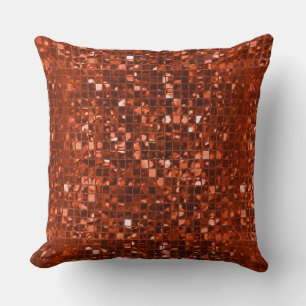 Oreiller Motif Mosaïque Orange Étincelant