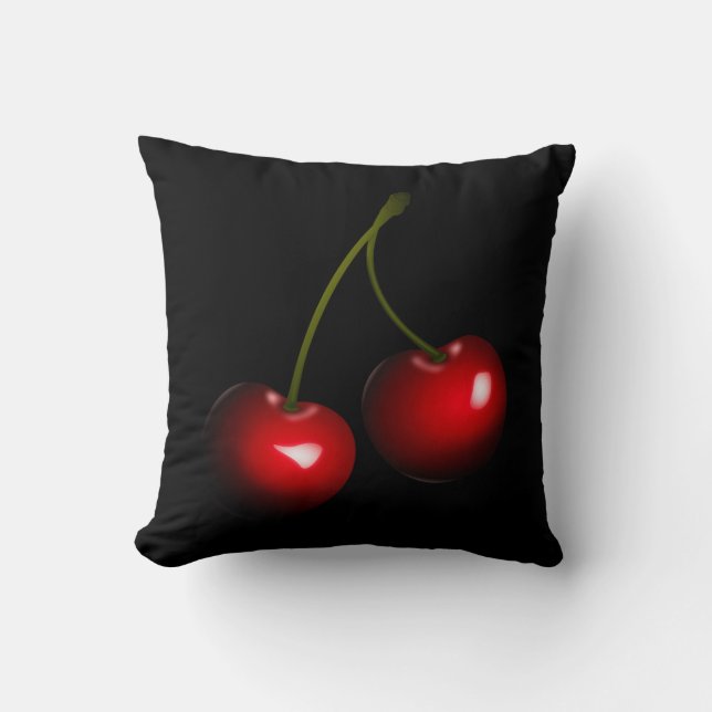 Oreiller noir cerisier rouge ou choisir votre coul (Recto)