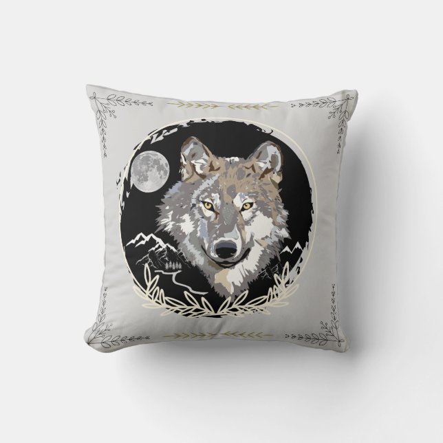 Oreiller noir gris loup (Recto)