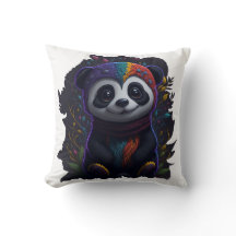 Oreiller Panda Coloré Vibrant - Double Psychédéliq