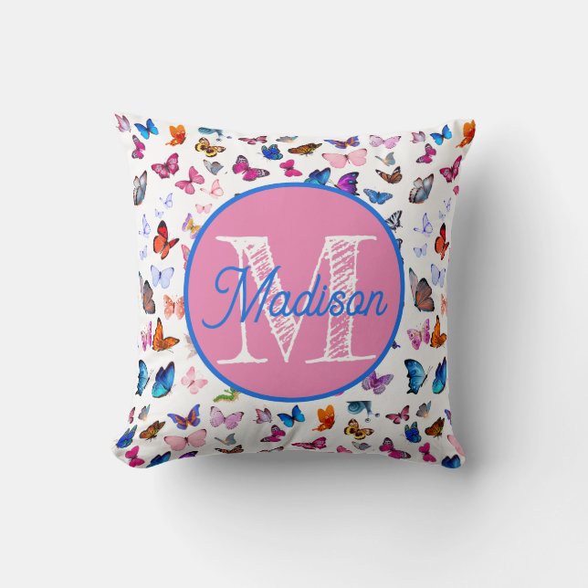 Oreiller papillon personnalisé avec monogramme (Recto)