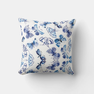 Oreiller Papillons Bleus et Blancs