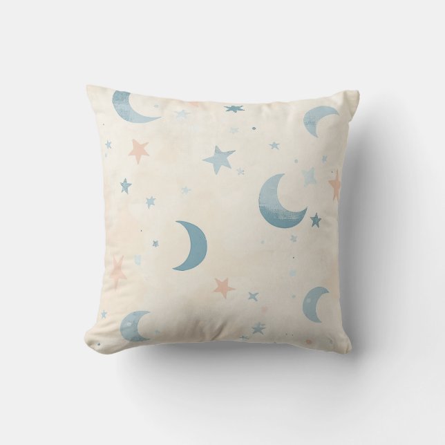 Oreiller Pastel Lune et Étoiles (Recto)
