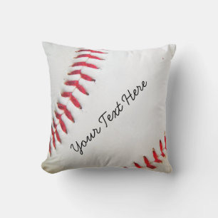 Oreiller personnalisé Baseball Blanc couture rouge