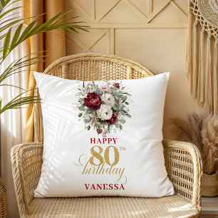 Oreiller personnalisé Floral Burgundy Blush 80e an