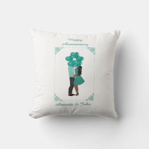 Oreiller personnalisé Joyeux Anniversaire turquois