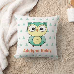 Oreiller personnalisé motif triangle chouette mign
