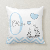 Oreiller personnalisé pour bébé garçon éléphant bl