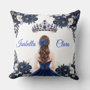 Oreiller personnalisé Royal Bleu avec nom pour Qui