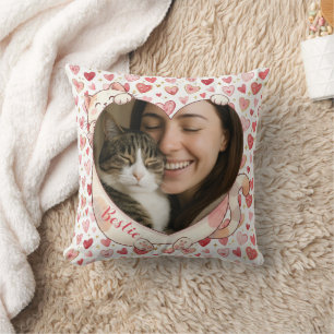 Oreiller photo coeur de chat personnalisé   Amoure