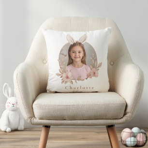 Oreiller photo personnalisé du lapin de Pâques pou