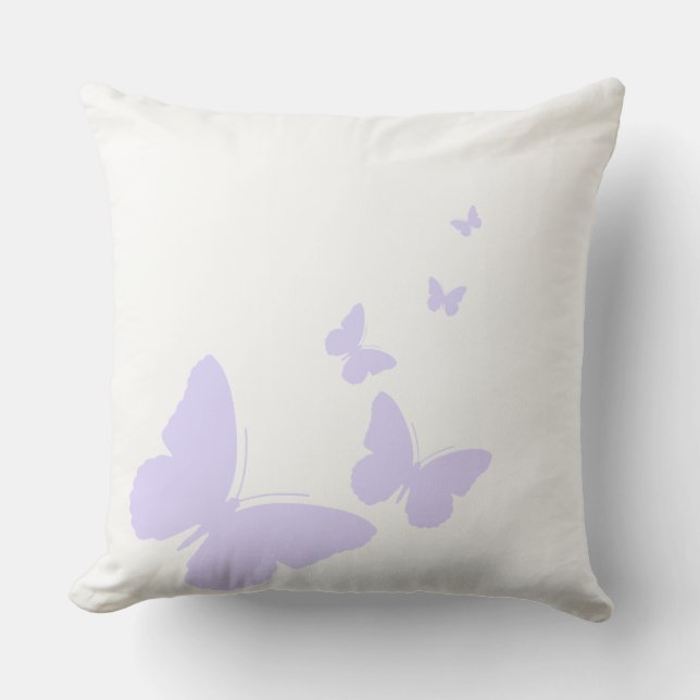 Oreiller pourpre en pastel simple de papillons (Recto)