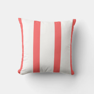 Oreiller rayé corail et blanc