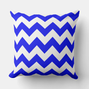 Oreiller rayé en zigzag bleu royal