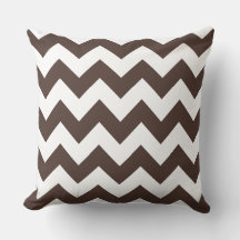 Oreiller rayé en zigzag marron