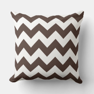 Oreiller rayé en zigzag marron