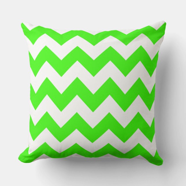 Oreiller rayé zig zag vert brillant (Recto)