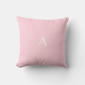 Oreiller rose pastel avec Monogramme blanc