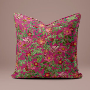 Oreiller Rose Rose Vintage en Fuchsia Gras