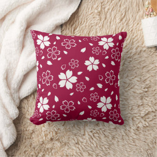 Oreiller rouge Motif Sakura