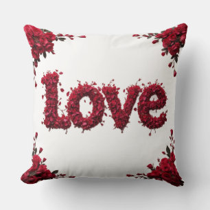 Oreiller Rouge Rose LOVE Romantique Cadeau de la S